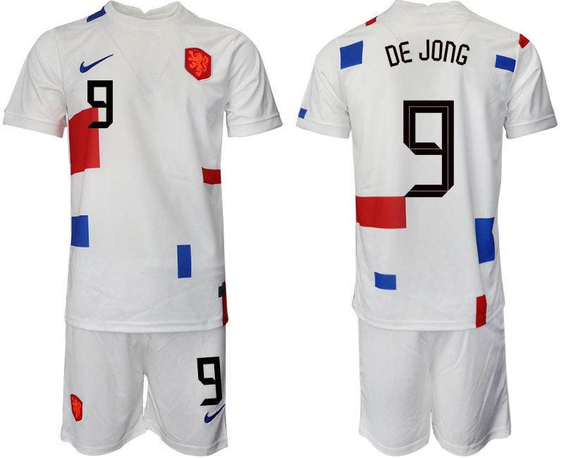 Men 2022 World Cup National Team Netherlands away white #9 Soccer Jersey->netherlands(holland) jersey->Soccer Country Jersey